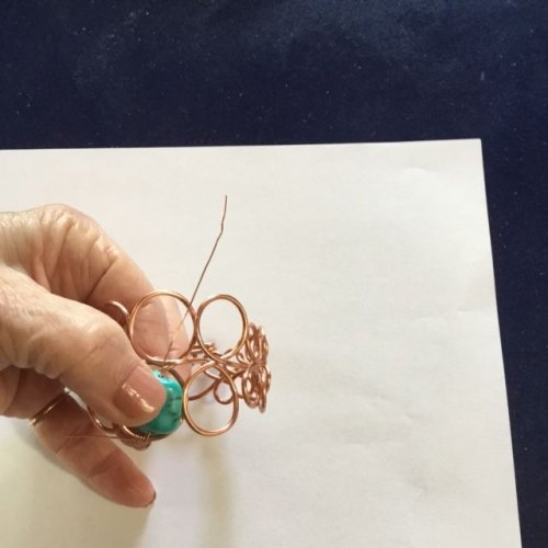 Karen Meador, Ph.D.'s Loopy Loo Graduated Wire Bracelet - , Contemporary Wire Jewelry, Loops, Wire Loop, Wrapped Wire Loop, Spirals, Wire Spiral, Spiral Wire Wrap, string a bead on the wire